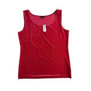 Talbots Red Velvet Tank Top | Stretch Scoop Neck Top M Quiet Luxury